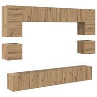 conjunto de mueble de tv 8 piezas roble artisan 100 x 30 x 30 cm