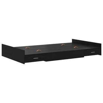 Cama Con Almacenamiento Con Cabecera Roble Negro 120 X 190 Cm