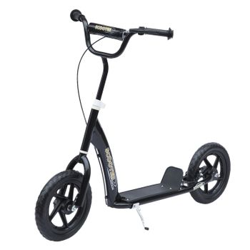 HOMCOM Patinete para Niños de 5-12 Años Scooter de 2 Ruedas Grandes de 12 Pulgadas con Freno y Manillar Ajustable Carga Máx. 50 kg   Aosom España