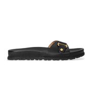 lauren ralph lauren para mujer 802982883002 sandalias de piel tipo chancla tasha negro 38 plano ninguno casual