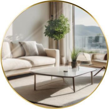 Espejo De Pared Elsie Metal Dorado Brillante Ø 80 Cm Clp