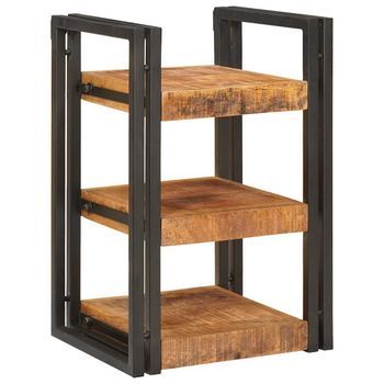 Mesita De Noche | Armario De Noche | Mesa De Noche Marrón Y Negro Madera De Mango Maciza