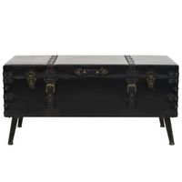 mesa de centro 102x51x48 cm cuero sintetico y acero - negro