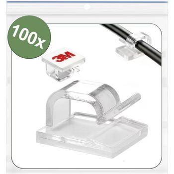 Clip de cable autoadhesivo transparente Quadrios 100 unidades