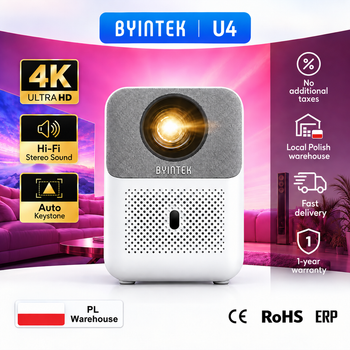 Proyector de Cine Inteligente BYINTEK, Reproducción de Video 4K 1080P, con WiFi Android, Cine en Casa para Teléfonos Inteligentes