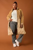 yours abrigo beige peluche y acolchado mujer curvy y tallas grandes yours