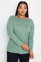 yours camiseta manga larga verde jaspeado mujer curvy y tallas grandes yours