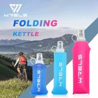 botella de agua plegable de silicona para exteriores tamano de mordida para correr acampar senderismo viajes practica 150ml250ml500ml 1 ud