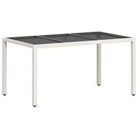 mesa de jardin  mesa de exterior superficie de vidrio ratan pe blanco 150x90x75cm