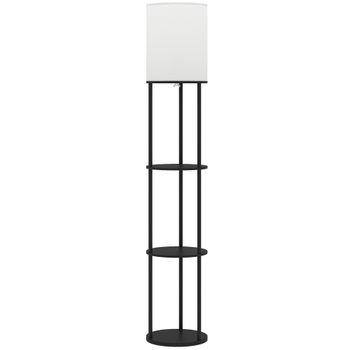 HOMCOM Lámpara de Pie con Estantes con 3 Temperaturas de Color Control Remoto para Salón Dormitorio Oficina Negro