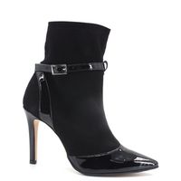 divine follie botines stivaletto punta tacco vernice nero 1483 para mujer