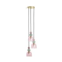 lampara colgante metal y cristal tri baudelaire rosa