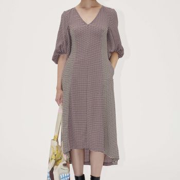 Stine Goya Checked Woven Midi Dress - L