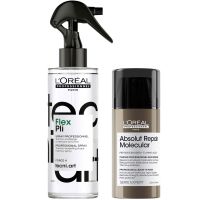 loreal professionnel protect  style bundle tecni art flex pli thermo-modelling styling hair spray absolut repair molecular leave-in cream 190ml  100ml