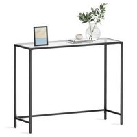 mesa de consola de cristal templado y acero recibidor - negro