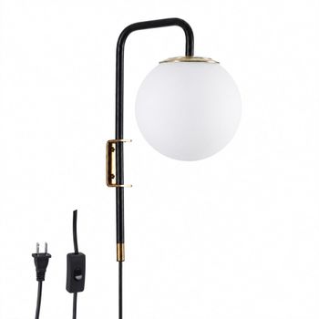 Aplique de pared con bola y cable con enchufe e27