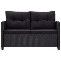 sofa de jardin  sofa de exterio 2 plazas y cojines ratan sintetico negro 124 cm
