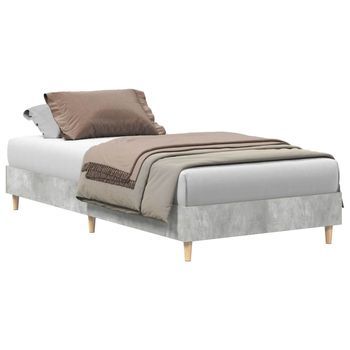 Cama Individual | Cama Para Adultos | Estructura De Cama Sin Colchón Madera Gris Hormigón 100x200cm