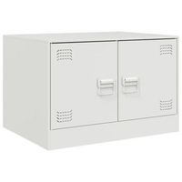 mesa de centro con dos puertas diseno industrial 67 x 50 x 44 cm acero blanco dec037933