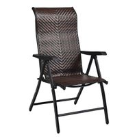 costway silla plegable en ratan para patio silla portatil de mimbre altura regulable para jardin balcon exterior 69 x 58 x 85-112 cm marron