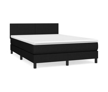 Cama box spring con colchón tela negro 140x200 cm diseño plano