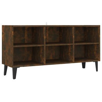 Mueble De Tv Con Patas De Metal Roble Ahumado 103,5x30x50 Cm Vidaxl