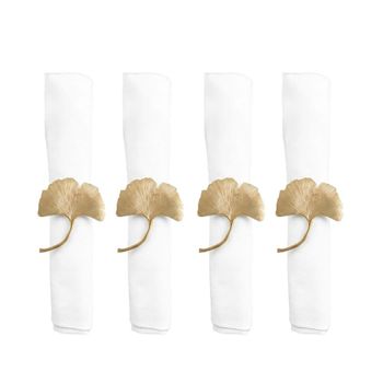 Anillos de servilleta ginkgo dorados - set de 4