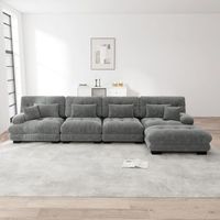 sofa modular en l 4 plazas comodo cloud con puff movil chenilla gris conjunto diy para salon