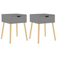 juego de 2 mesitas de noche - mesillas madera de ingenieria gris 40x40x56 cm mc5831