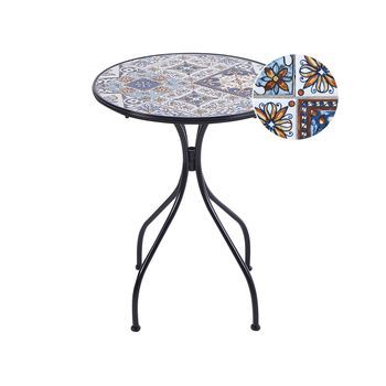 Mesa De Balcón Exterior Metal Estilo Vintage Tablero De Mosaico Estructura Hierro Negro Civita