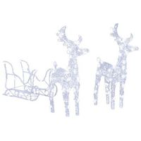 decoracion navidena renos y trineo acrilico 160 leds 130 cm vidaxl