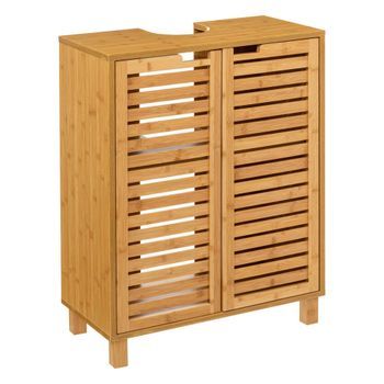 Mueble Bajo Lavabo Armario Auxiliar Baño Sicela 2 Puertas 1 Estante Color Marrón 60 Cm