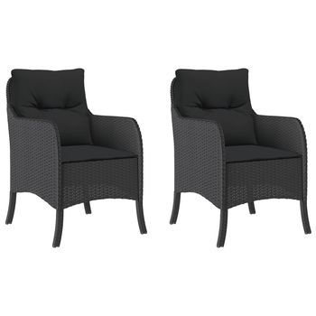 Pack 2 Uds Sillones De Jardín | Silla De Jardín | Silla De Exterior Con Cojines Ratán Sintético Negro