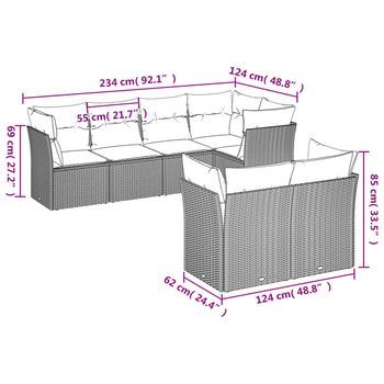 Conjunto De Sofá Para Patio (con Cojines, Set De 7 Piezas)