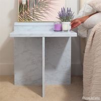 mesa de centro en efecto marmol blanco