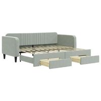 sofa cama nido con cajones terciopelo gris claro 90x200 cm vidaxl