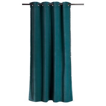Cortina Vivaraise De Algodón 100% - Tema Fara - Color Pavo Real - 135 X 280 Cm