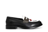 mocasin de piel para mujer con parche black combo 36