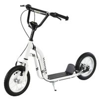 homcom patinete infantil ajustable con ruedas neumaticas y doble freno 2 ruedas 5 anos 120x58x95 cm blanco   aosom espana