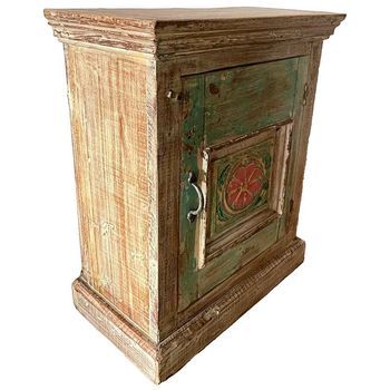 Mesita De Madera Acabado Artesanal Marrón 53x27x69h Cm