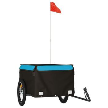 Remolque Para Bicicleta Hierro Negro Y Azul 45 Kg Vidaxl