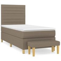 cama tapizada 203x90x128 cm tejido 100  poliester contrachapado y madera tratada - taupe
