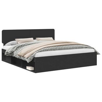 Estructura De Cama Negro 180 X 200 Cm Madera De Pino Macizo Vidaxl