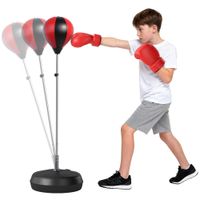 homcom saco de boxeo de pie bola de boxeo de pie ajustable en altura cm con guantes bomba y base para adolescentes y principiantes negro y rojo