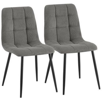 Set De 2 Sillas De Comedor Antibes De Pana Gris 55x45x84 Cm Clp