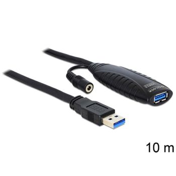 Cable Alargador USB 3.0 DeLOCK 10 m Negro