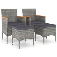juego de silla de jardin y taburete 4 uds ratan pe gris cfw124488