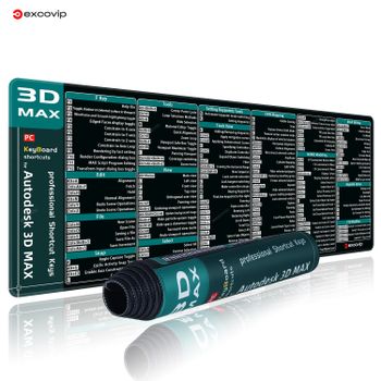 Alfombrilla de ratón EXCO Shortcuts para estudio 3D Max, hoja de trucos grande, alfombrilla para teclado, alfombrilla de escritorio, Base antideslizante, borde cosido