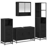 juego de muebles de bano 4 uds roble negro 90 x 33 x 60 cm vidaxl
