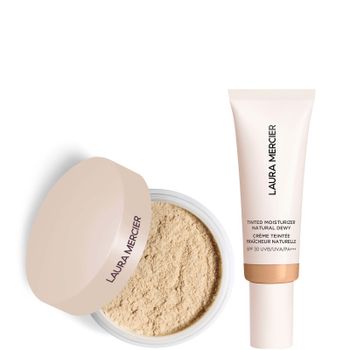 Laura Mercier Mini Translucent Loose Setting Powder Ultra Blur and Tinted Moisturiser Natural Dewy SPF 30 Duo (Various Shades) - 2C Oak